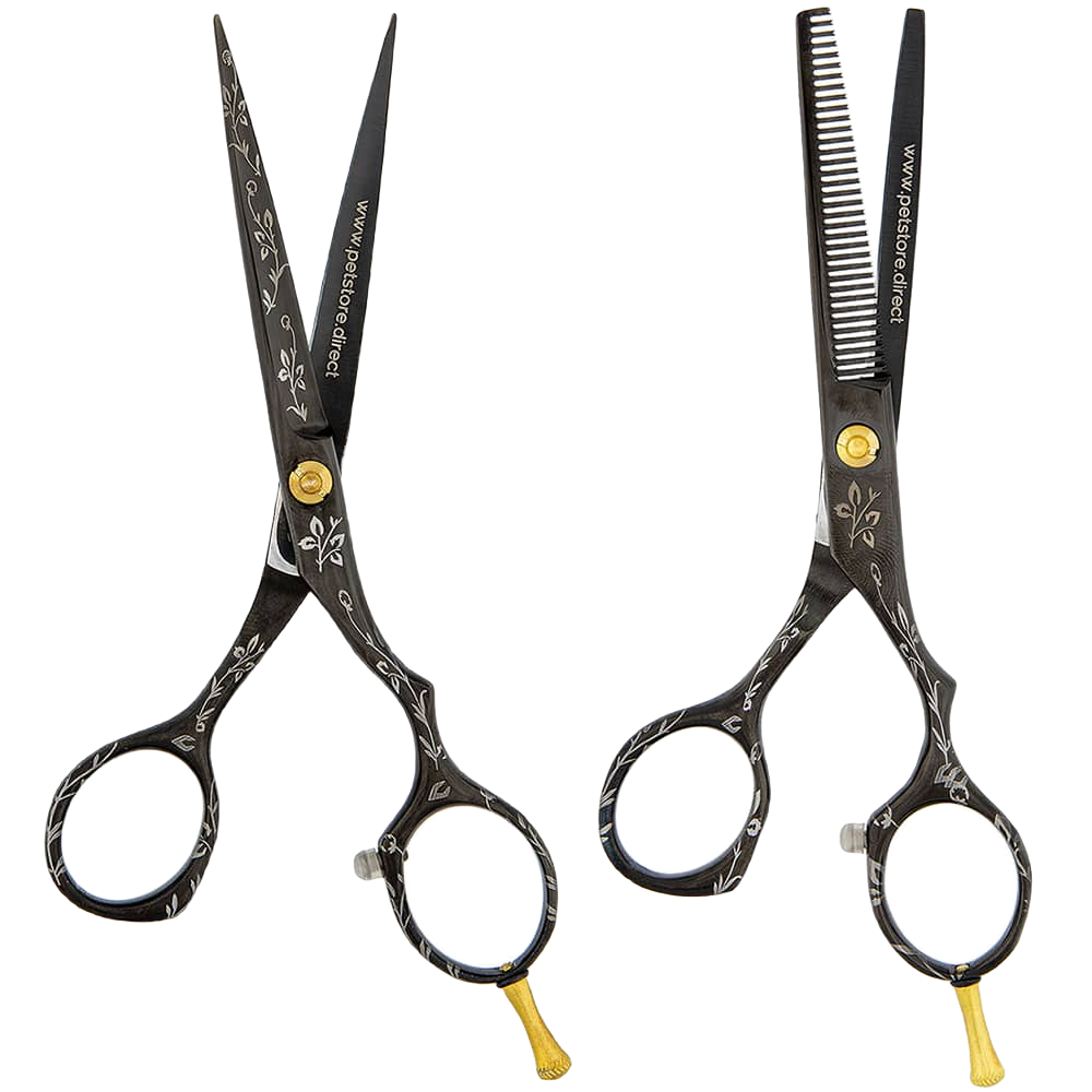 5.5-inch-black-floral-grooming-shear-set