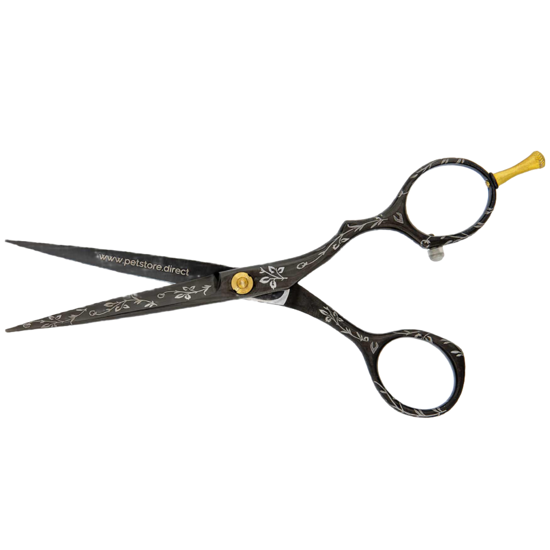 Petstore-Direct-Black-Floral-Hair-Cutting-Shears-for-grooming